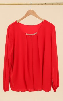 Chana - Blus CH214 Strass och veckdetaljer