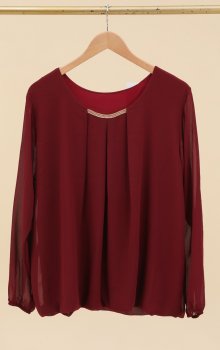 Chana - Blus CH214 Strass och veckdetaljer