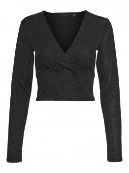 Vero Moda - vmKanva LS Glitter Short V-neck Top