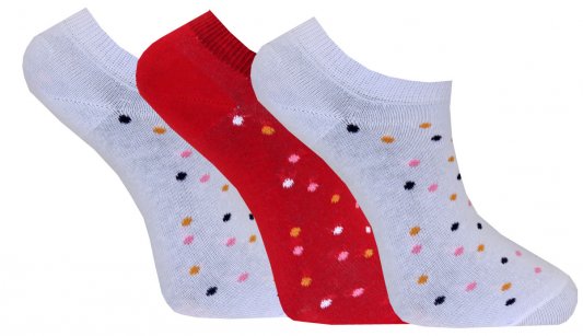 Wiareds - 3-pack Damstrumpa Sneaker 5532 Småprickiga Vit/Röd 36/41