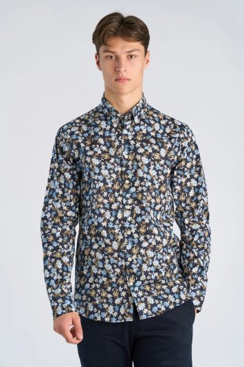 Lindbergh - Skjorta 30-203538A Blommig, Relaxed Fit