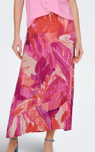Only - onlAlma Poly Plisse Skirt Santorini Palm Print