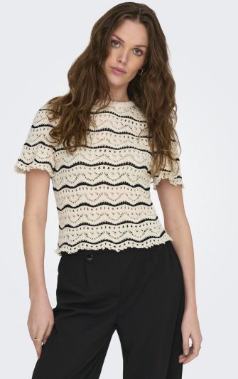 Only - onlAnnasofia SS Stripe O-neck KNT