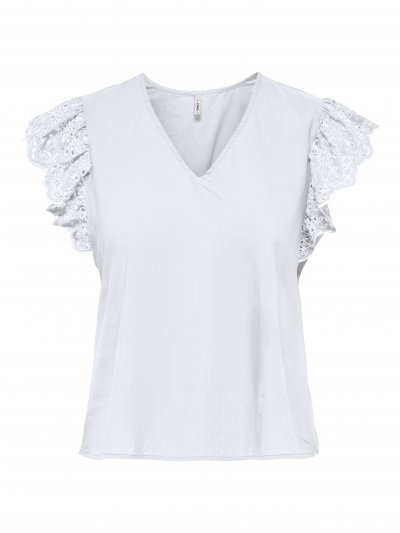 Only - onlLou Emb SS Frill Top