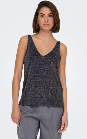 Only - onlQueen SL V-neck Glitter Top