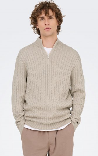 Only & Sons - onsLoui Cabel Half Zip Knit