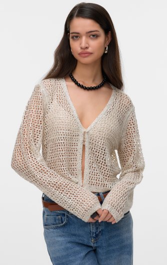 Vero Moda - vmLeilani Glitter LS V-neck Short Cardi