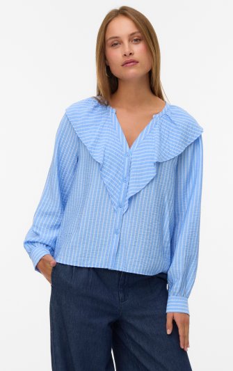 Vero Moda - vmKaja LS V-neck Frill Shirt