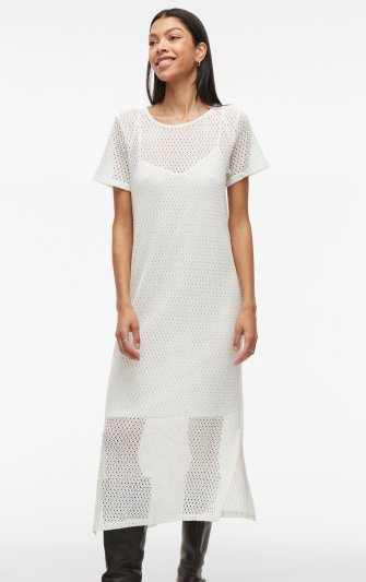 Vila - Vimine O-neck SS Midi Dress