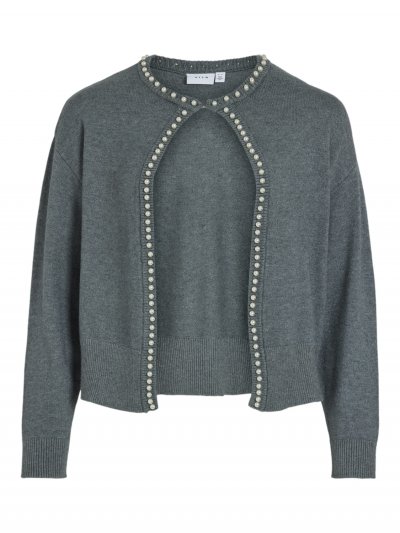 Vila - Vizafina O-neck Pearl Knit Cardigan